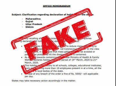 FAKE ALERT: Notice declaring holidays in 4 Indian states due to coronavirus is fake