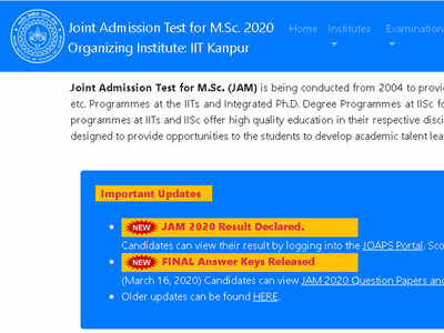 IIT-K declares JAM 2020 result @joaps.iitk.ac.in