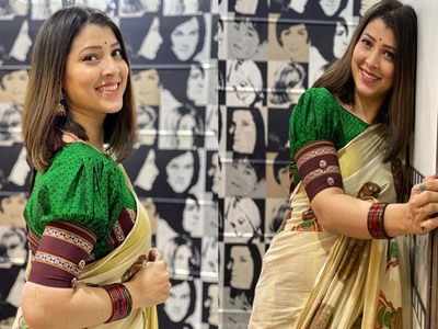 Photos: Tejaswini Pandit looks gorgeous as she pairs a traditional choli with her mom's saree