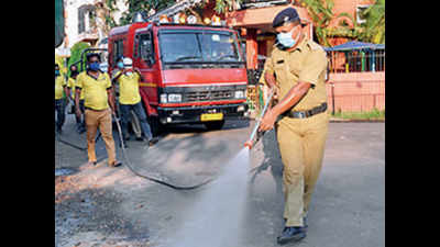 Kolkata: Disinfectant sprayed in Salt Lake, Rajarhat