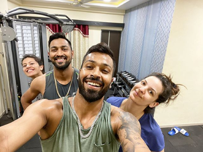 Coronavirus lockdown: Hardik Pandya enjoys a fun session with his 'babies' Natasa Stankovic and brother as they work out together