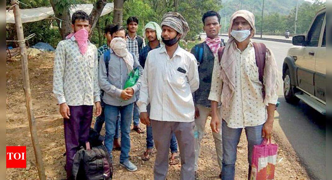 Stranded migrant workers take long walk back home | Visakhapatnam News ...