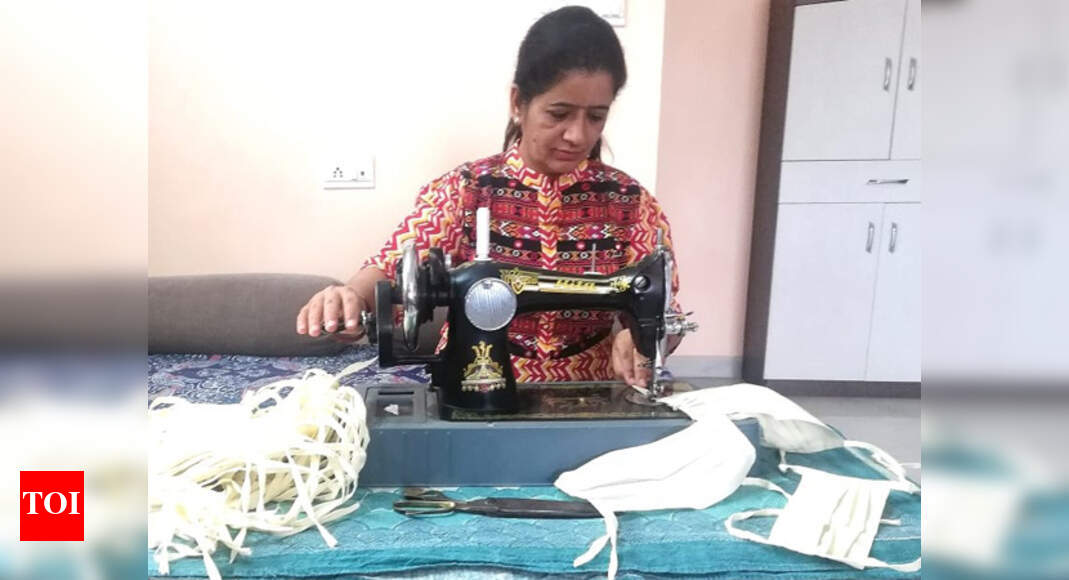 Women in Rajasthan villages making masks at home, giving away for free