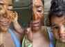 Video:Sameera's daughter plays with face mask