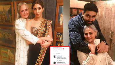 Abhishek Bachchan and Navya Naveli Nanda pull Shweta Bachchan's leg on her birthday post for mommy Jaya Bachchan
