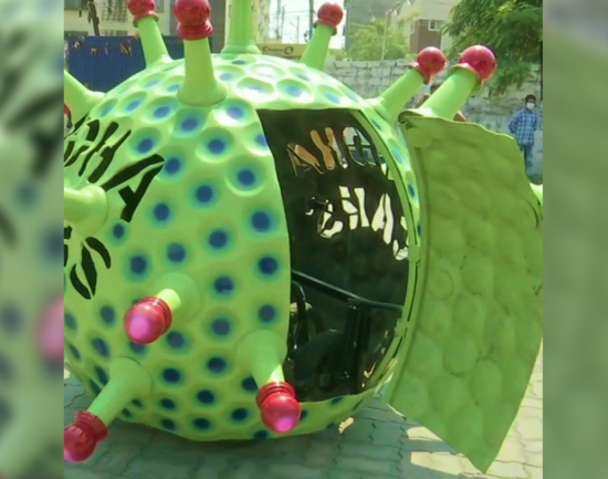 Hyderabad man designs a Coronavirus-shaped car to create awareness about the virus