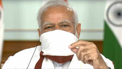 #MaskIndia: PM Modi uses homemade mask during CMs' meeting
