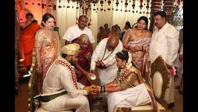 HD Kumaraswamy's son and actor-turned-politician Nikhil ties knot with Revathi
