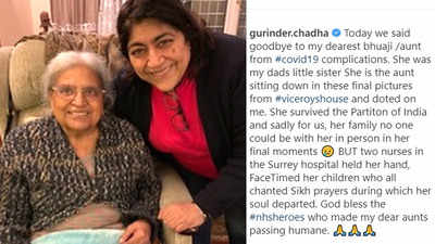 'Bend It Like Beckham' director Gurinder Chadha's aunt passes away due to coronavirus, filmmaker pens down heartfelt note