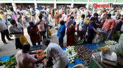 People flooded the shops to buy vegetables, fruits, meta and essential across Coimbtore