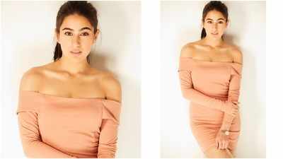 Sara Ali Khan looks bewitching in an an off shoulder bodycon dress