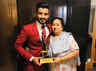 Hockey player Manpreet Singh with his mother Manjit Kaur