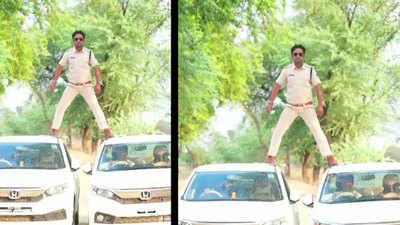 Watch: Madhya Pradesh cop enacts Ajay Devgn's famous stunt, fined 5k