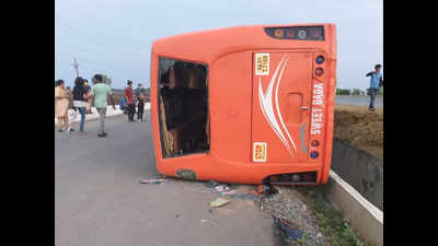 Bengaluru to Goa bus meets with accident at Gadag
