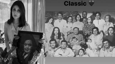 Rishi Kapoor's daughter Riddhima Kapoor Sahni shares a classic black and white still of the Kapoor clan