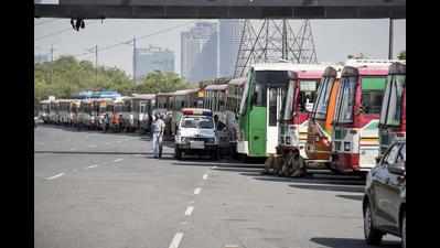 Congress buses wait at border, Roadways bring fleet of 370