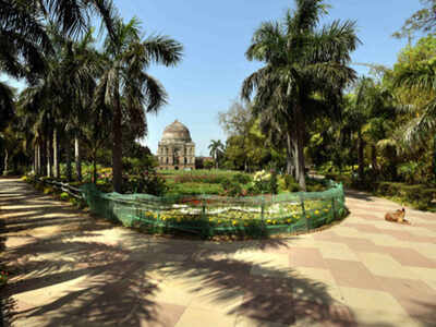 Deserted look of Lodhi garden as people are not allowed to enter in this historic garden during a government-imposed nationwide lockdown
