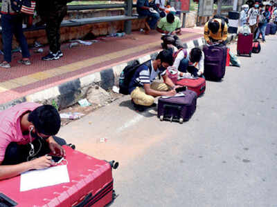 Workers in Karnataka are also frantically trying to get to their hometowns