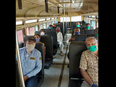 The buses maintained social distancing with 50% occupancy and one passenger on every two seats.