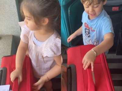 Karan Johar's kids Yash and Roohi have packed their bags to head to the airport as they are bored of lockdown; WATCH