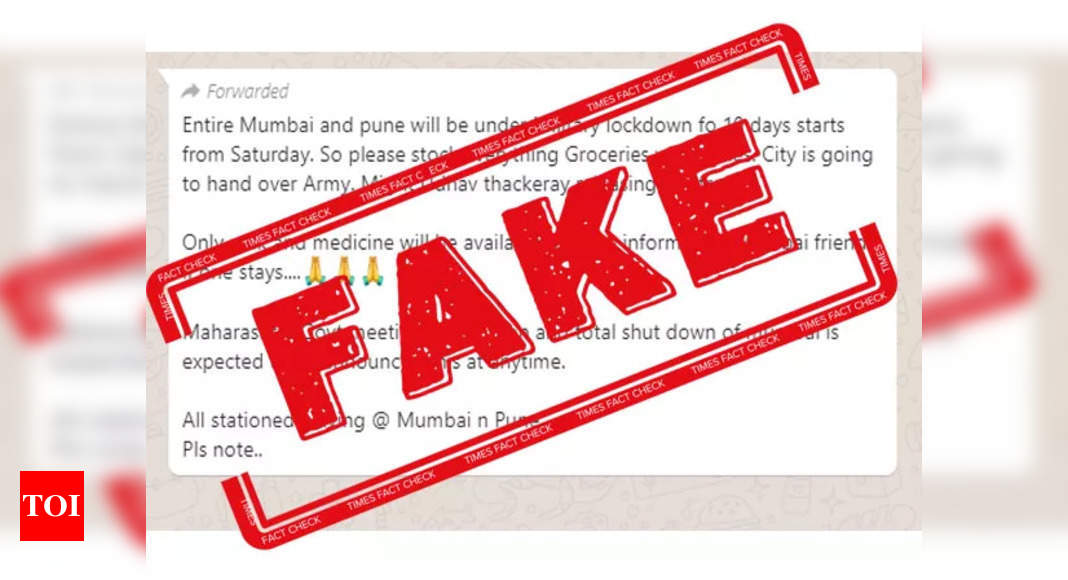 FAKE ALERT: Viral message claiming 10 days military lockdown in Mumbai ...