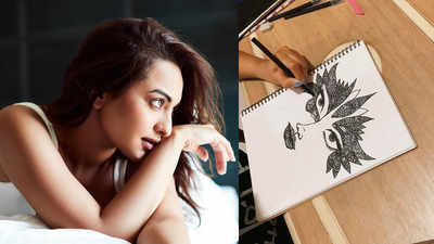 Sonakshi Sinha just sketched Kim Kardashian and it is UNBELIEVABLY Pretty   Bollywood Bubble