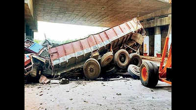 Lorry driver dead as two vehicles veer off flyovers in Shamirpet and Tolichowki