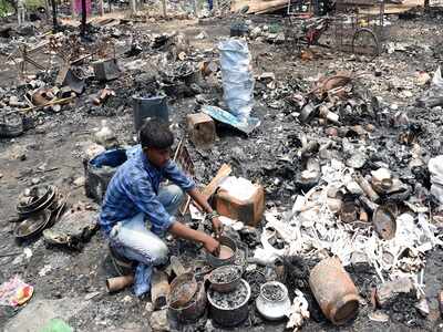 The fire was brought under control by 3.30am. No one was injured in the blaze that gutted around 120 huts. (ANI)