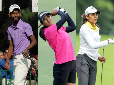 L-R: Rashid Khan, Aditi Ashok and Diksha Dagar