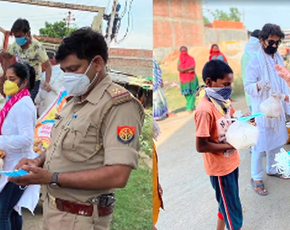 
Bhojpuri sensation Anjana Singh distributes ration, face masks to the needy
