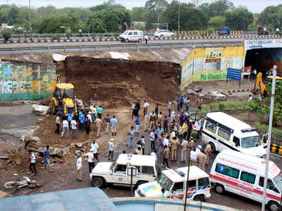 Two killed as overbridge slab collapses in Rajkot | Rajkot News - Times ...