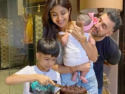 Photos: Shilpa Shetty Kundra celebrates her birthday with hubby Raj Kundra  and kids- Viaan and Samisha | Hindi Movie News - Times of India