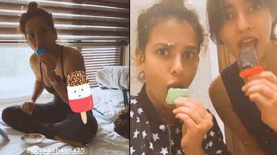 Sisters Neha Sharma and Aisha Sharma relish quarantine treat with healthy homemade ice cream popsicles