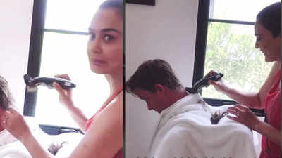 Preity Zinta gives her husband a haircut at home, writes 'please pray Mr Goodenough gets a good enough haircut'