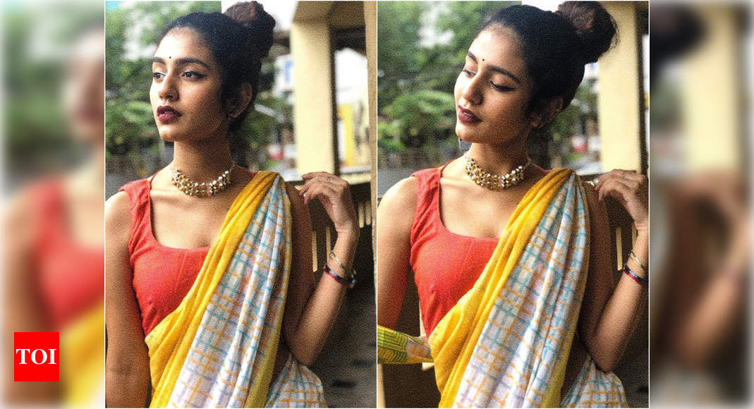 Priya Prakash Varrier Priya Prakash Varrier Aces A Multicolor Saree Malayalam Movie News Times Of India