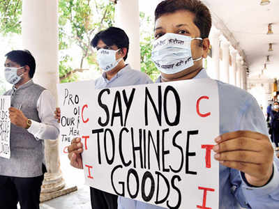 Delhi: Traders protest, call for boycott of Chinese goods