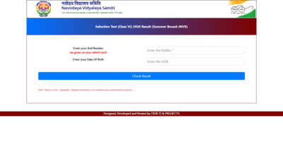 How to check Navodaya Class 6 & 9 result 2020 online
