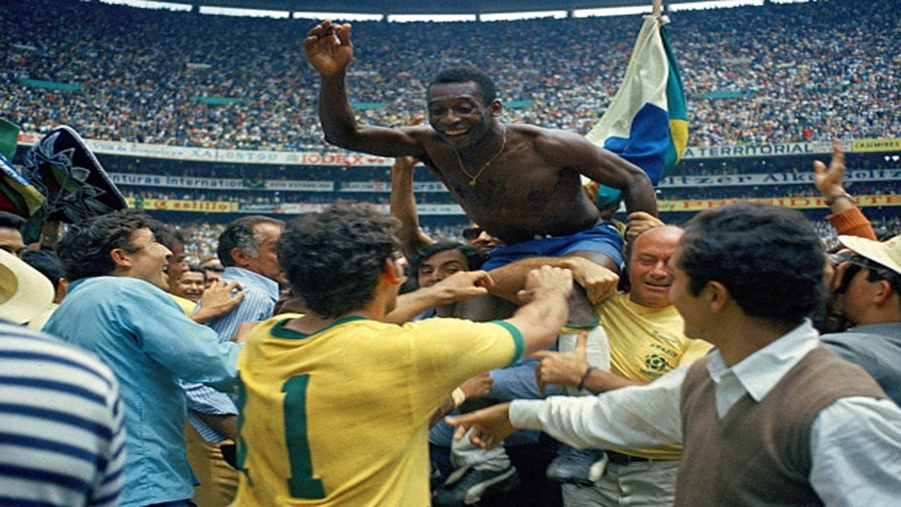 Celebrities on X: Pele playing on guitar during the World Cup football in  1970.  / X