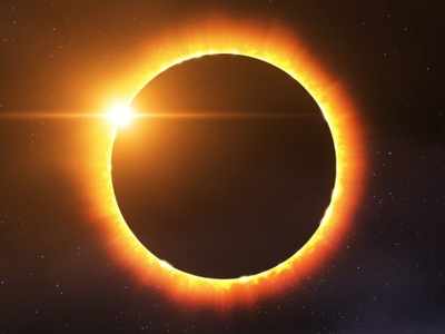 Scientific natural phenomenon. Total solar eclipse with diamond ring effect  glowing on sky. Stock Photo | Adobe Stock