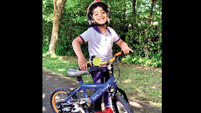 Telugu boy in UK cycles for Covid cause, raises Rs 2.6 lakh