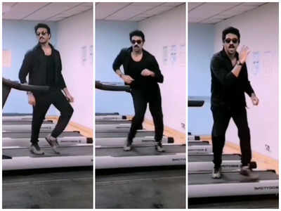Actor Ashwin shakes a leg for Vijay's 'Vaathi Coming' on a treadmill