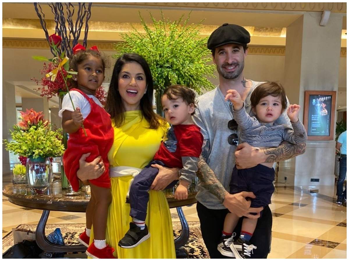 Watch This Is How Sunny Leone And Her Kids Nisha Noah And Asher Made Father S Day Memorable For Daniel Weber Hindi Movie News Times Of India