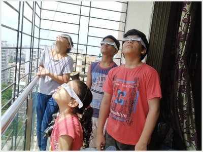 Watching the solar eclipse with solar filter googles was a learning experience for Mumbai’s kids