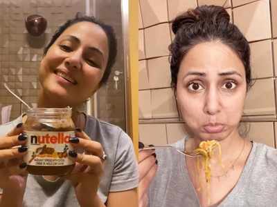 Fitness freak Hina Khan indulges in midnight snacks with her brother; watch her funny videos