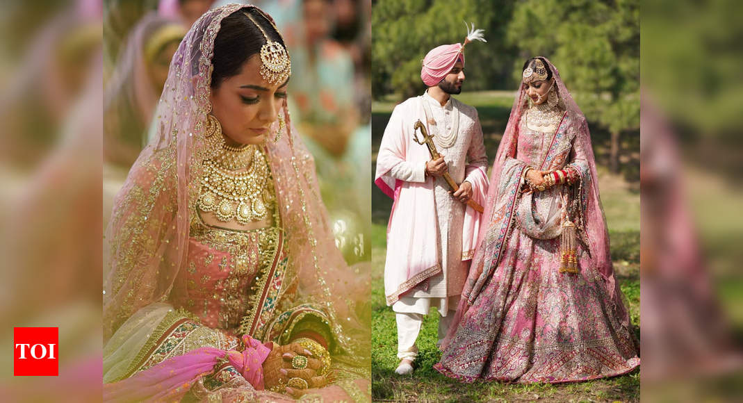 This bride wore a rose pink tulle lehenga for her Anand Karaj - Times ...