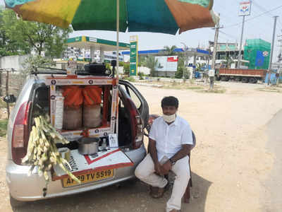 Crippled by Covid, Hyderabad cabbies turn cars into roadside eateries