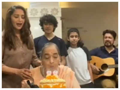 Watch: Madhuri Dixit-Nene celebrates her mother's birthday at home and it is sure to bring a smile on your face