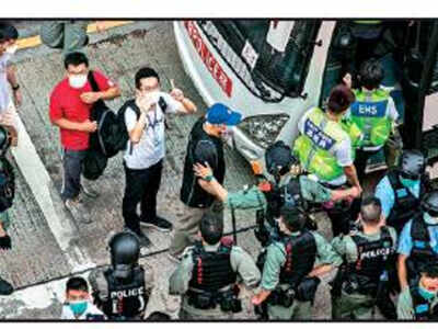 Hong Kong police arrested at least 53 people on Sunday after scuffles erupted during a relatively peaceful protest against a planned national security legislation to be implemented China (P)