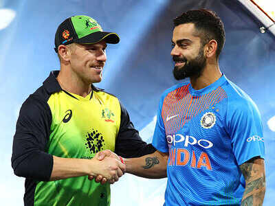 Aaron Finch and Virat Kohli in 2018. (Photo by Cameron Spencer/Getty Images)