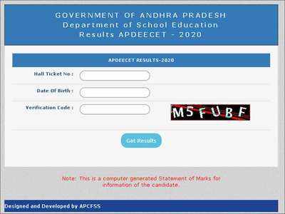 APDEECET 2020 rank card released @apdeecet.apcfss.in; check direct link here